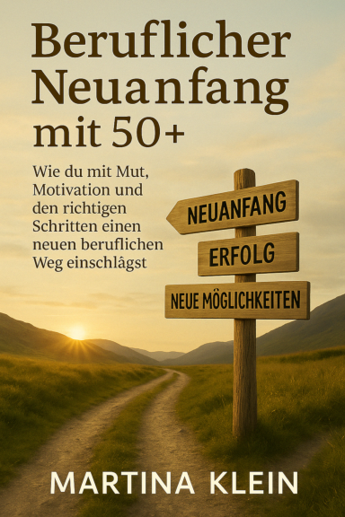 Buchcover über beruflichen Neuanfang ab 50 mit Motivations- und Erfolgstipps.